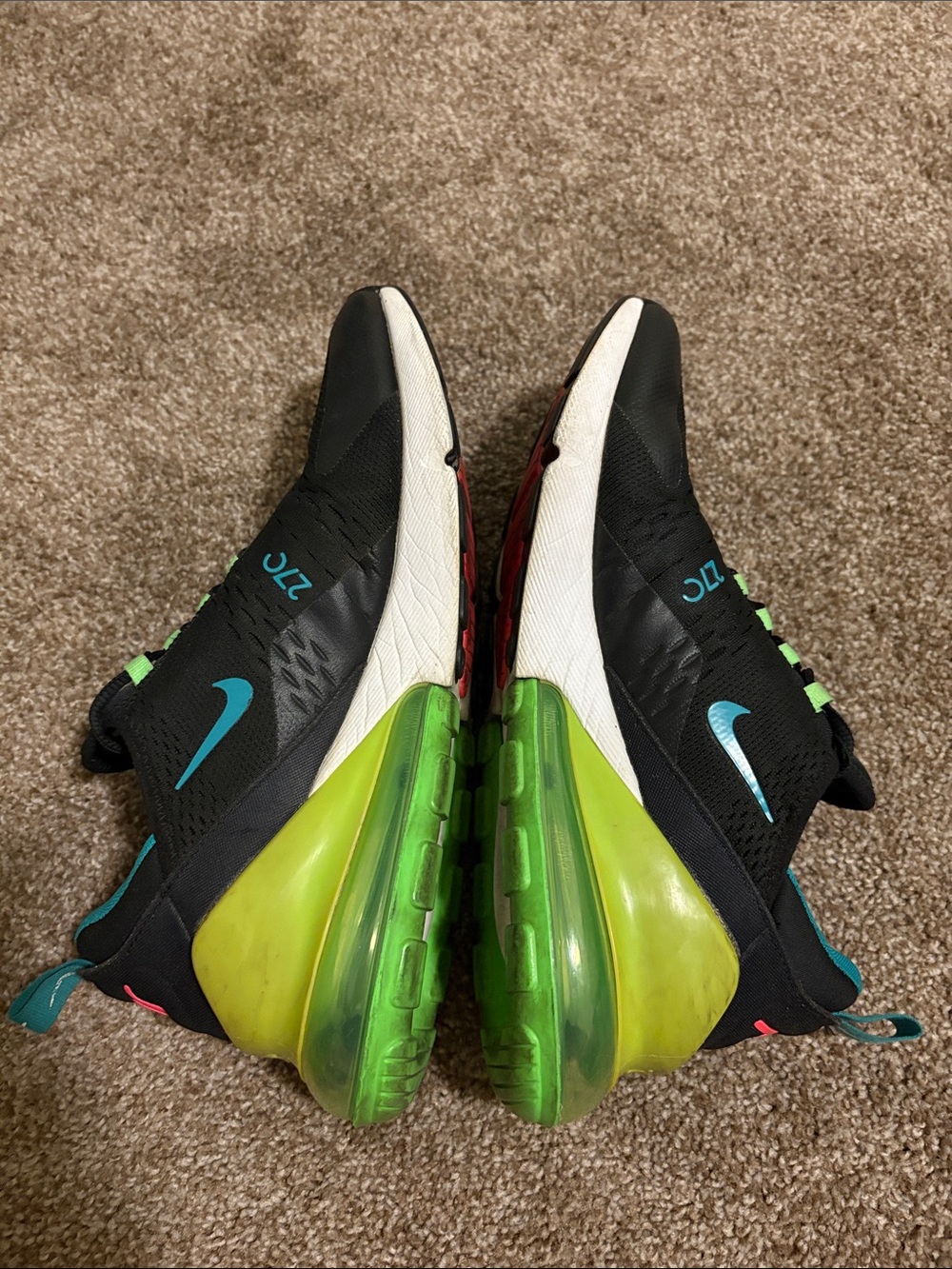 Nike Black Teal and Lime Air Max 270 Sneakers - Picture 4 of 8